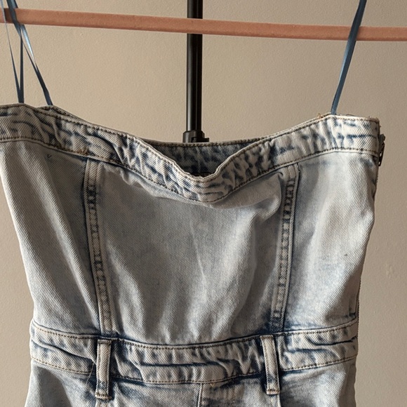 New With Tags | Chic Strapless Denim Midi Dress - Picture 4 of 7